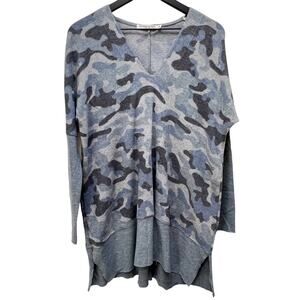 Chance Or Fate Blue Camo Lightweight Oversized Tunic Sweater Size S